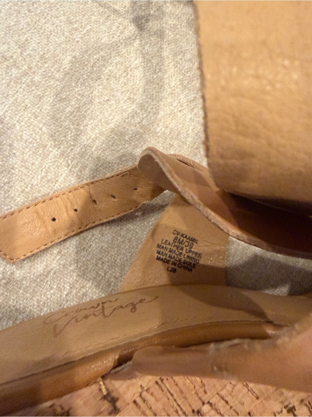 Crown Vintage Cognac Leather Strappy Wedge Sandals - Picture 8 of 9